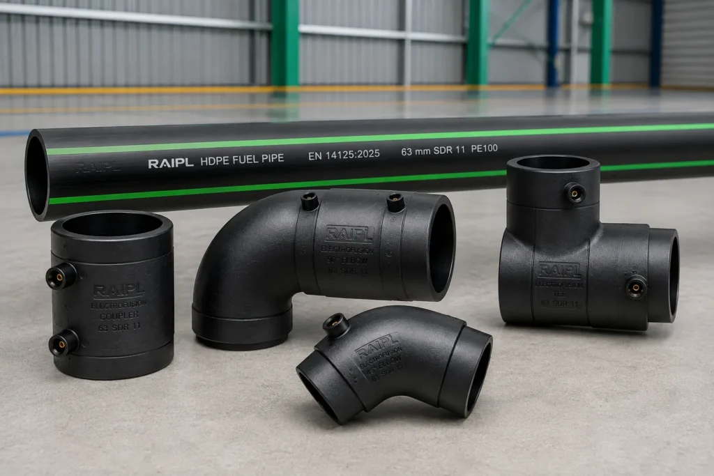 Electrofusion fittings for HDPE fuel pipe