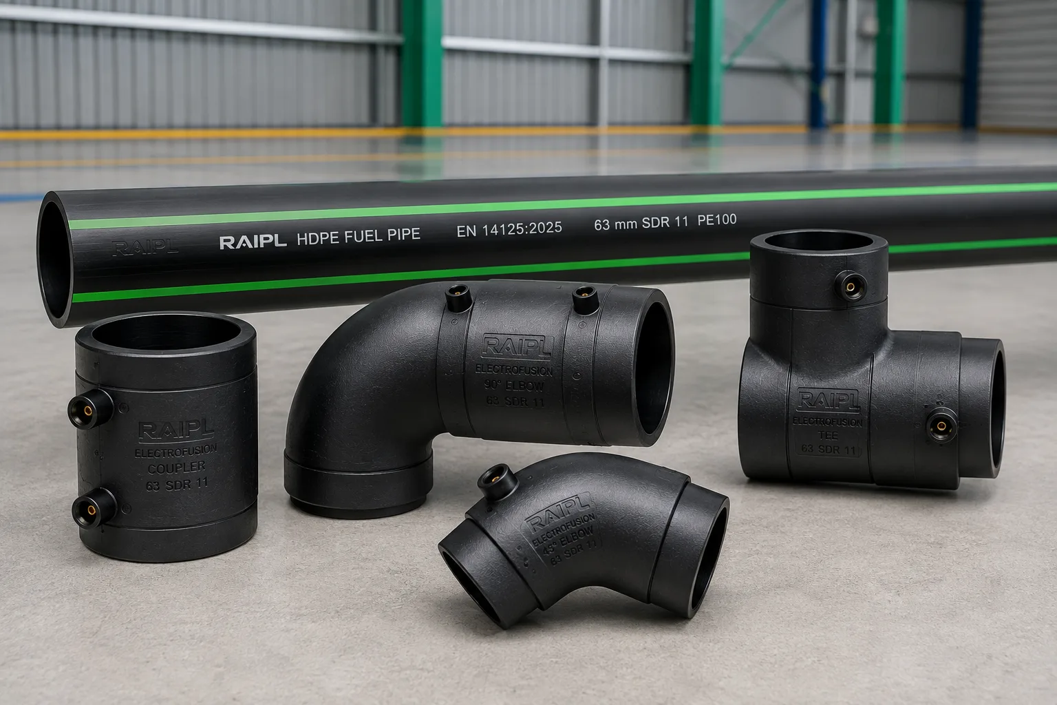 Electrofusion fittings for HDPE fuel pipe