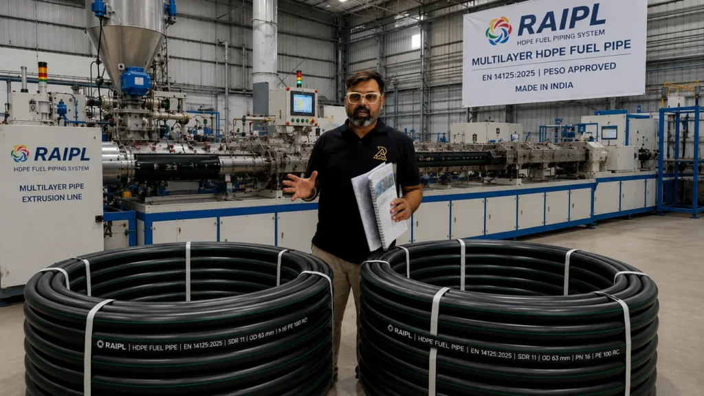 Made in India HDPE fuel pipe manufacturing at RAIPL